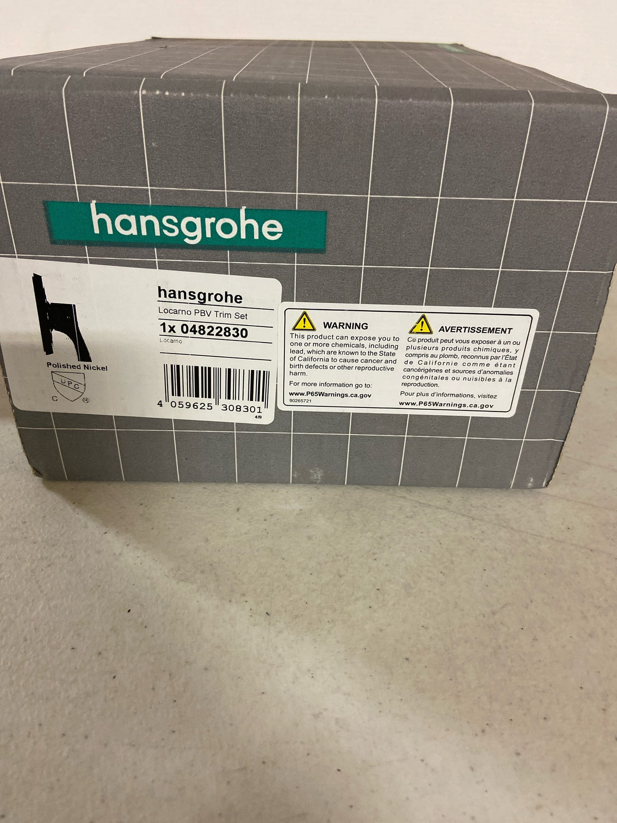 Hansgrohe 04822830 Locarno Pressure Balanced Valve Trim Only with Single Lever Handle - Less Rough In - Polished Nickel