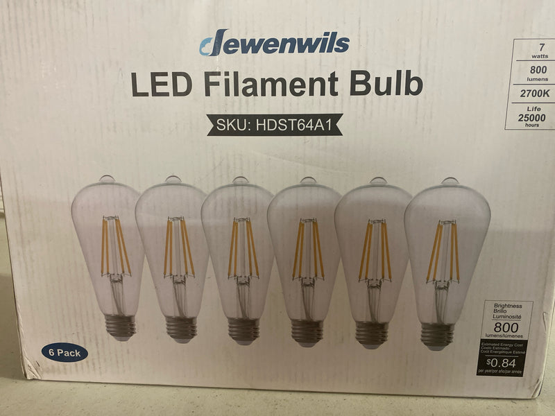 Dewenwils HDST64A1 60-Watt Equivalent ST64 Dimmable Edison LED Light Bulb 2700K Warm White (6-Pack)