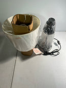 Simple designs LT2081-BOW 16.93 in. Black and White Encased Metal and Clear Glass Table Lamp