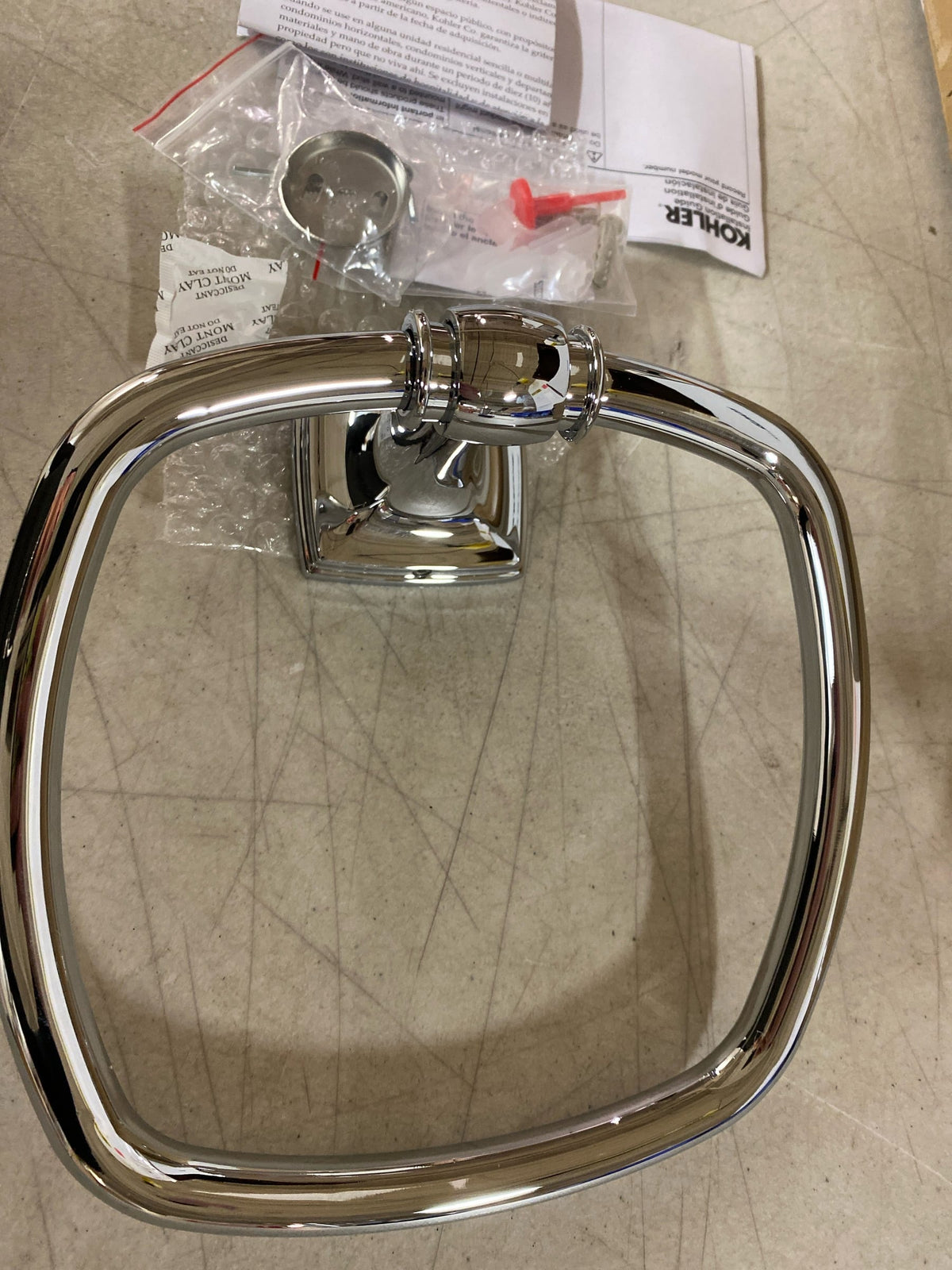 Kohler K-26541-CP Grand 8" Wall Mounted Towel Ring - Polished Chrome
