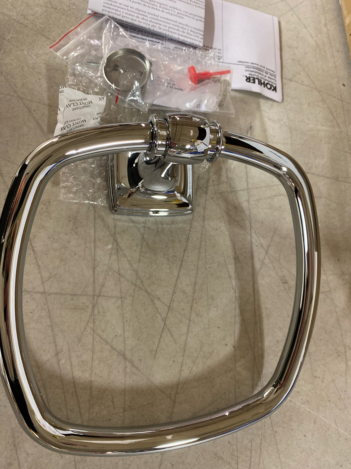 Kohler K-26541-CP Grand 8" Wall Mounted Towel Ring - Polished Chrome