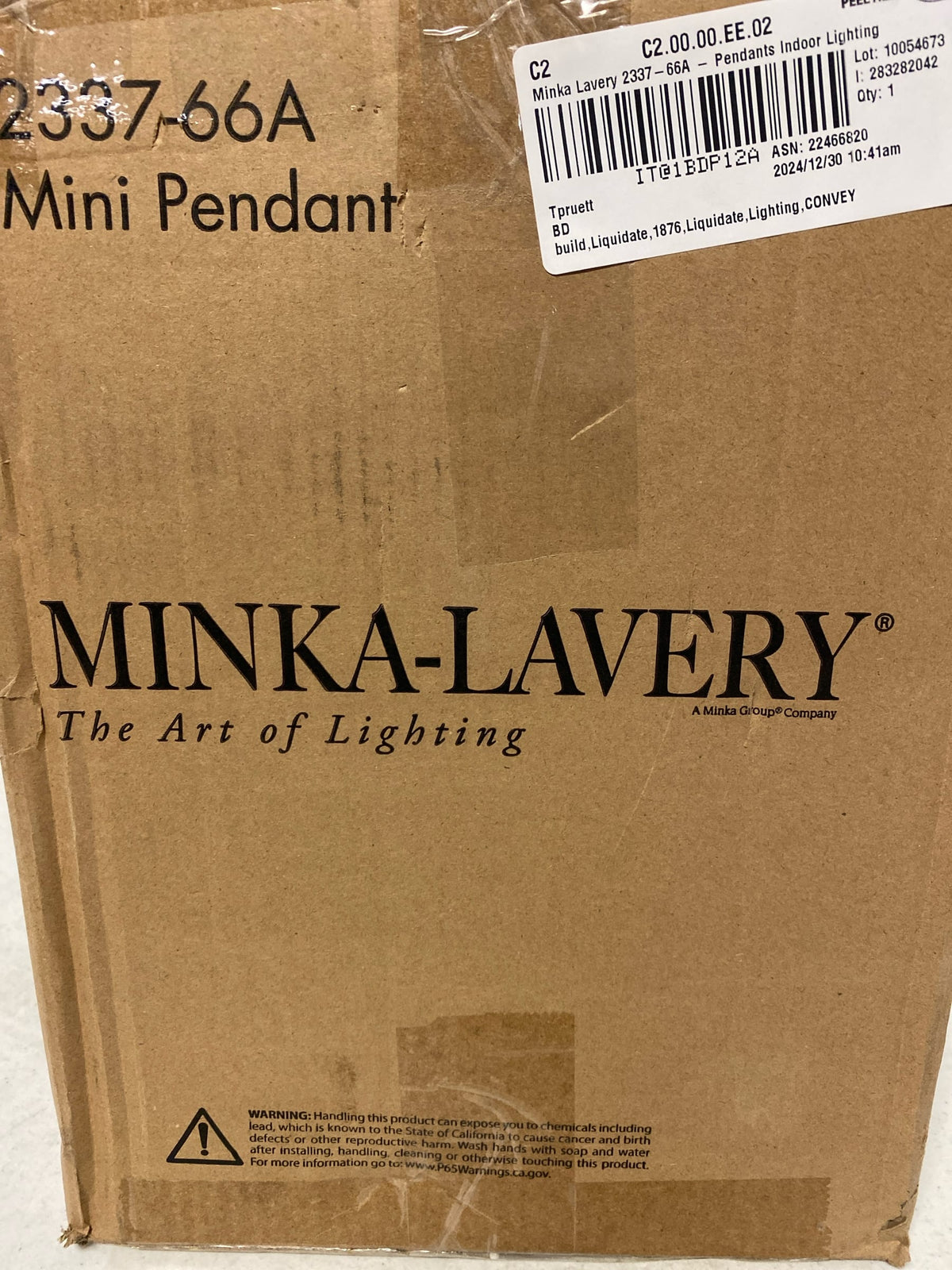 1 Light Pendant -Traditional Installation Minka Lavery 2337-66A