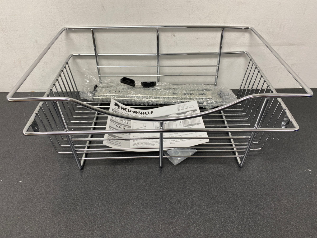 Rev-A-Shelf CB-181207CR-1 CB Series 18 x 12 Inch Pull Out Cabinet Organizer Basket for 7-1/2 Inch High Cabinets - Chrome