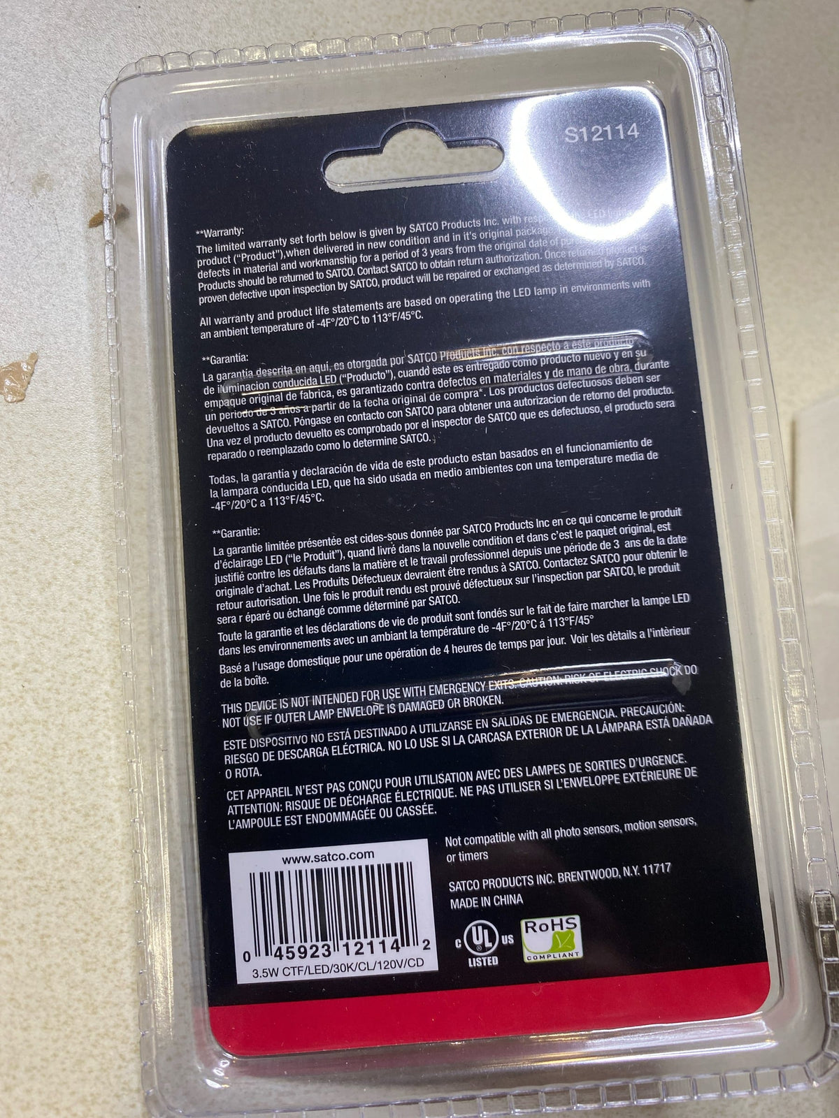 Satco S12114 Bulb, Clear
