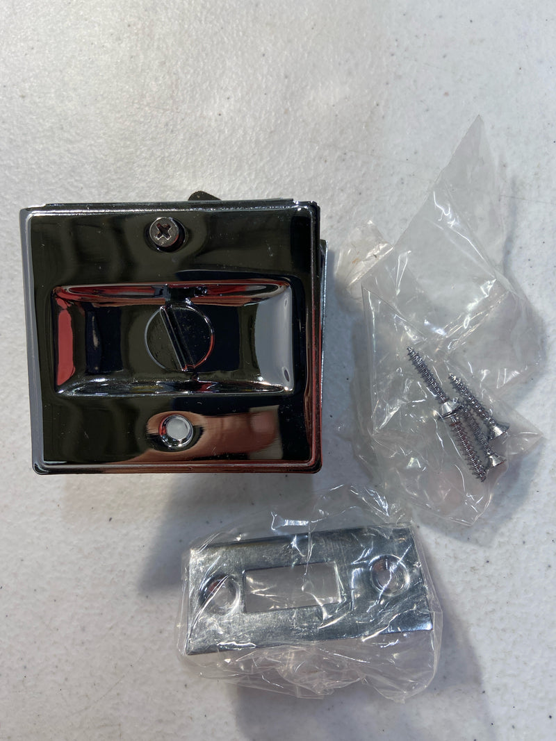 Deltana SDL25U26 Solid Brass Privacy Sliding Pocket Door Lock| 2-3/4" x 2-1/2" - Chrome