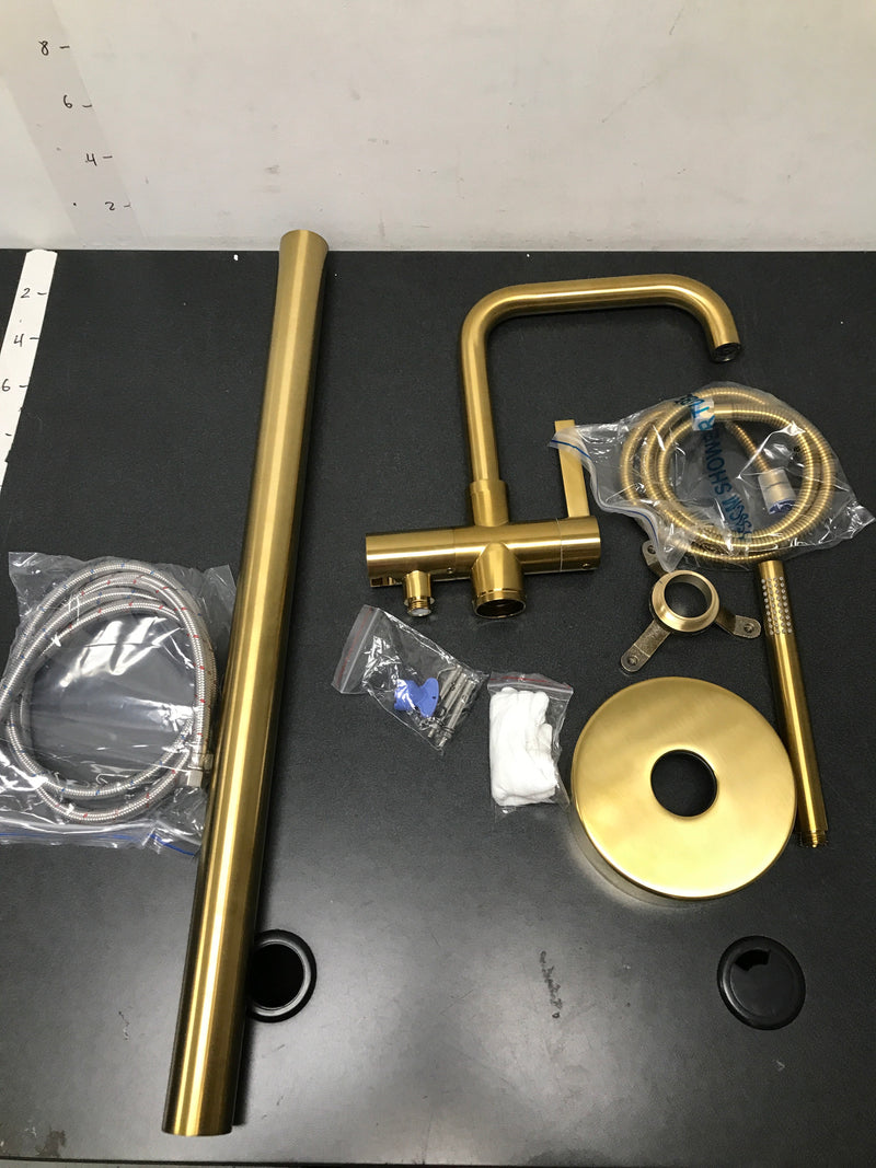 Miseno 109215-BTF-BG Delara Floor Mounted Tub Filler - Includes Hand Shower - Brushed Gold