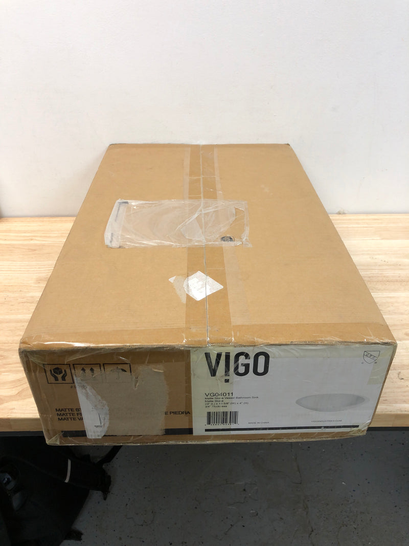 Vigo VG04011 Wisteria 13-1/2" Oval Stone Composite Vessel Bathroom Sink - White