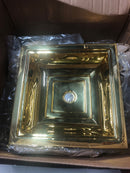 Linkasink B043 PB Vintage Jeweler 16" Square Drop In or Undermount Bathroom Sink - Polished Brass