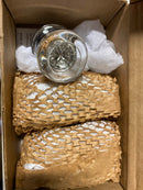 Nostalgic Warehouse 714564 Vintage Luxe Waldorf Lead Crystal Octagon Privacy Door Knob Set with Solid Brass Classic Rose Plate and 2-3/4" Backset - Bright Chrome