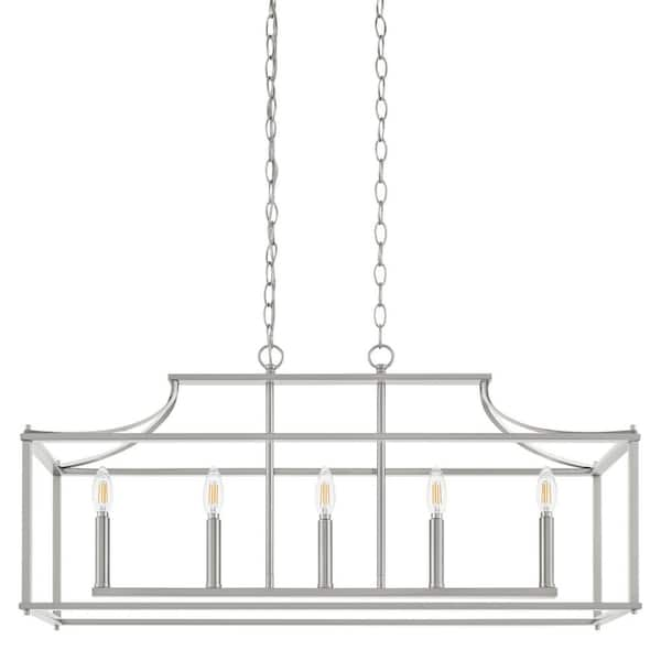 Home decorators collection 1046HDCBNDI Crestview 34 in. 5-Light Brushed Nickel Transitional Linear Chandelier