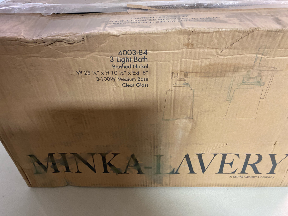 Minka Lavery 4003-84 Antonia 3 Light 25" Wide Vanity Light with Clear Glass Shades - Brushed Nickel