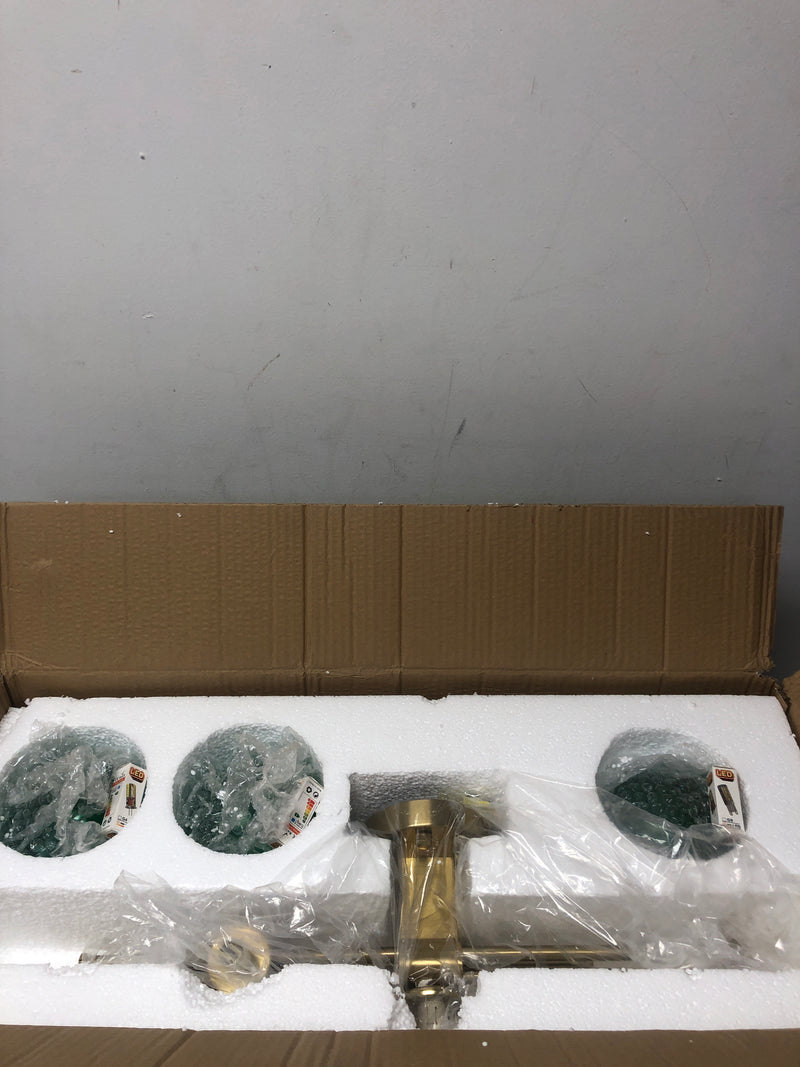 Oukaning HG-HJWJL-5207 3-Light Postmodern Creative Personality Gold Metal Globe Wall Sconce Bedside Lampwith Green bubble Glass Shade