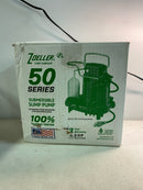 Zoeller M57 Mighty-Mate Submersible Sump Pump - 3/10 HP Cast Iron - 9′ Cord — Vertical Float - 1.5″ Discharge - Factory-Tested - Basement Sump Pump - 115V