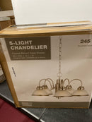 Hampton Bay Lighting, Hampton Bay Halophane 5Light Frosted Glass Shade Brushed Nickel Finish Chandelier, 44115