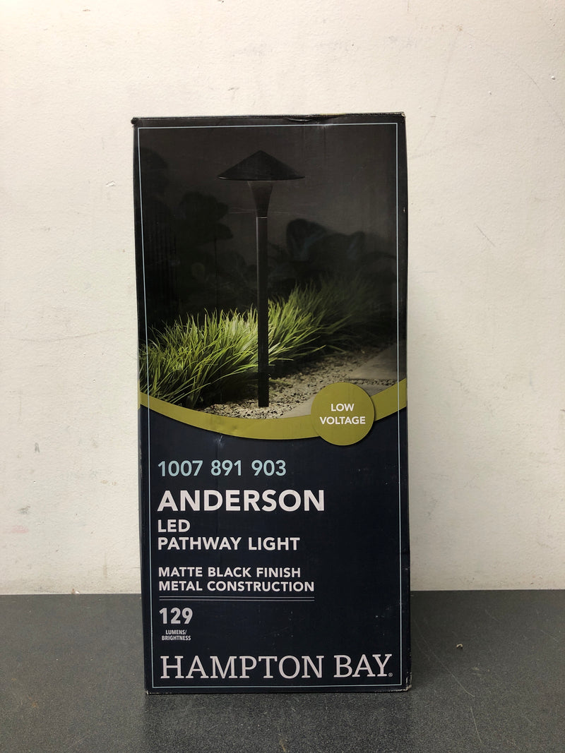 Hampton bay KZB1501HX-01/MB Anderson Low Voltage Matte Black MR11 LED Bulb Weather Resistant Outdoor Landscape Hat Path Light