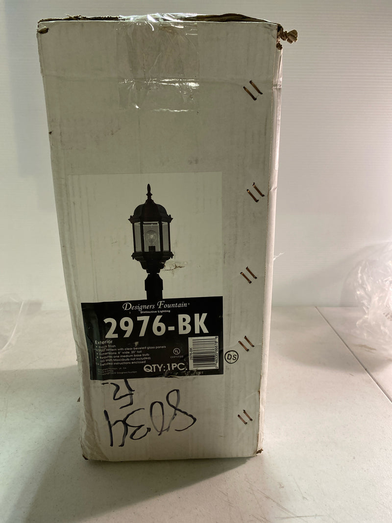 Designers Fountain 2976-BK 1 Light 8" Cast Aluminum Post Lantern from the Devonshire Collection - Black