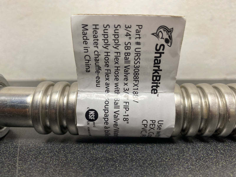 SharkBite SS3088FLEX18BV 3/4" x 3/4" FIP, 18" Stainless Steel Corrugated Flexible Water Heater Connector with Ball Valve - Stainless Steel