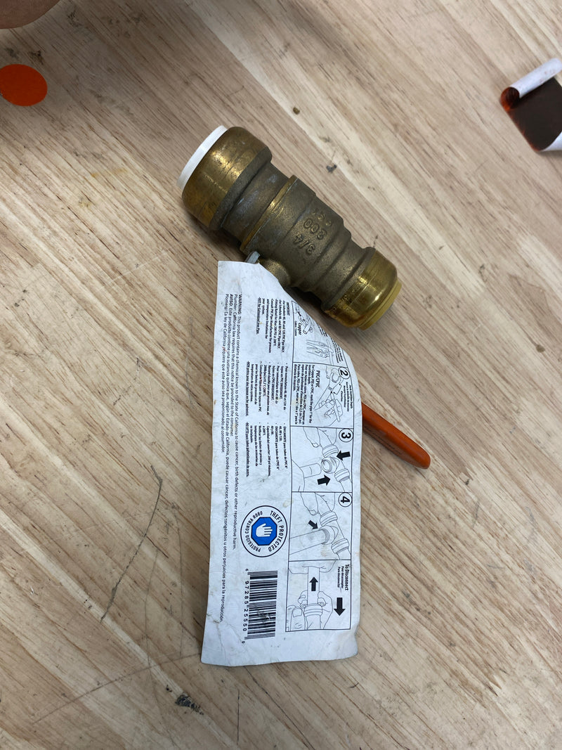 Sharkbite 25550LF 3/4 in. Push-to-Connect PVC IPS x 3/4 in. CTS Brass Ball Valve