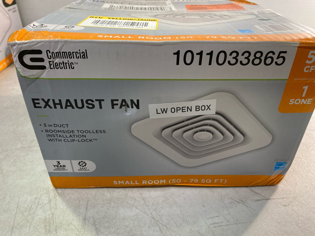 Commercial electric BF1101 50 CFM Ceiling Mount Room Side Installation Bathroom Exhaust Fan, ENERGY STAR