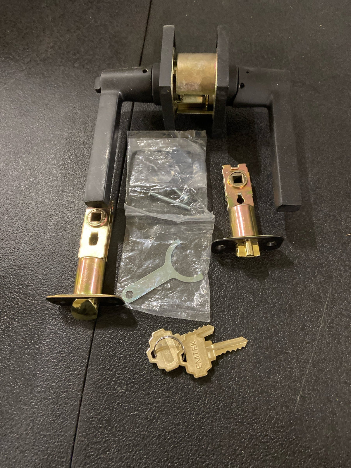 Emtek Helios Lever Right Hand 2-3/8 in&2-3/4 in Backset Strike Keyed Entry for 1-1/4 in to 2-1/16 in Door
