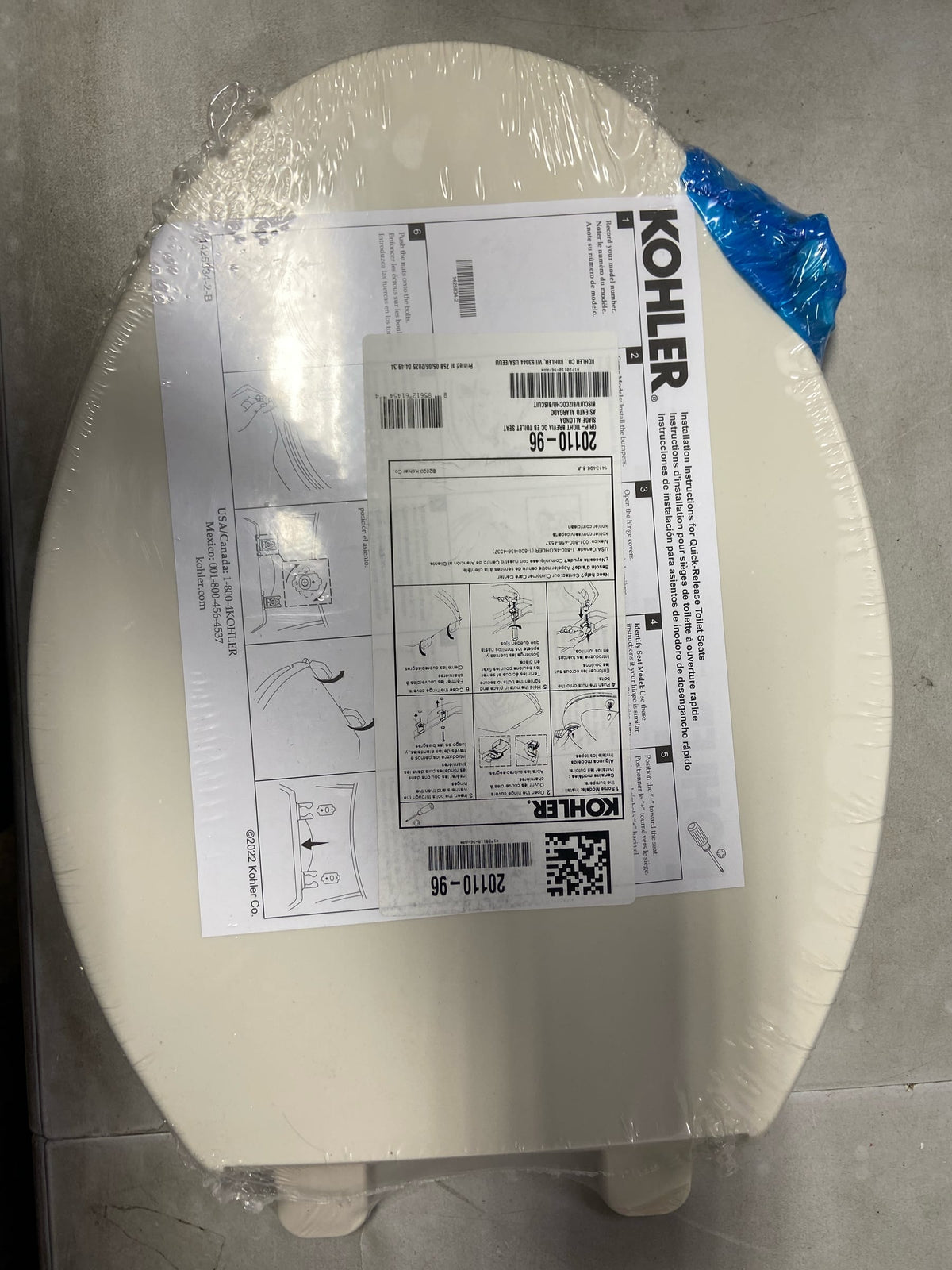 Kohler K-20110-96 Brevia Elongated Quiet Close Toilet Seat and Lid - Biscuit