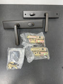 Emtek 5442MB 10 Inch Stretto Rectangular Single Cylinder Keyed Sideplate Entry Set from the Sandcast Bronze Collection - Medium Bronze