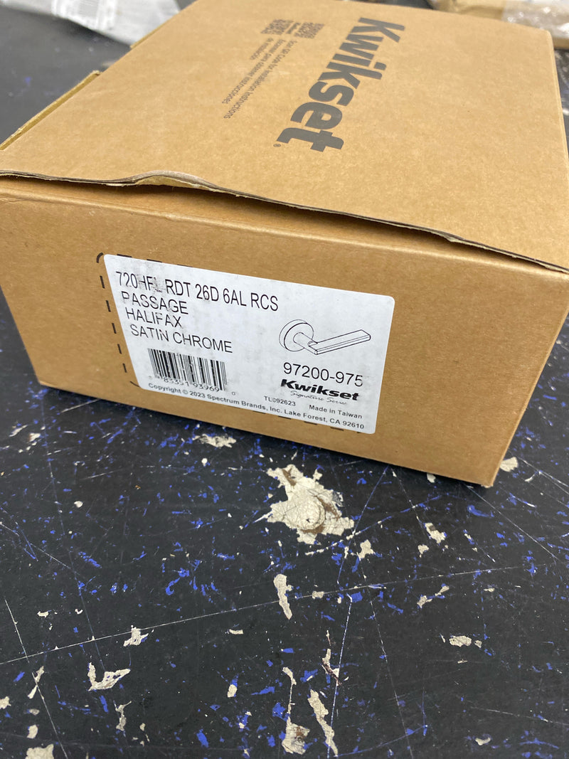 Kwikset 720HFLSQT-26D Halifax Lever with Square Rose Passage Door Lock with 6AL Latch and RCS Strike Satin Chrome Finish