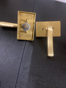 Emtek 510SIOUS4 Sion Passage Door Lever Set from the Modern Brass Collection - Satin Brass Modern Rectangular Rosette, Sion Lever