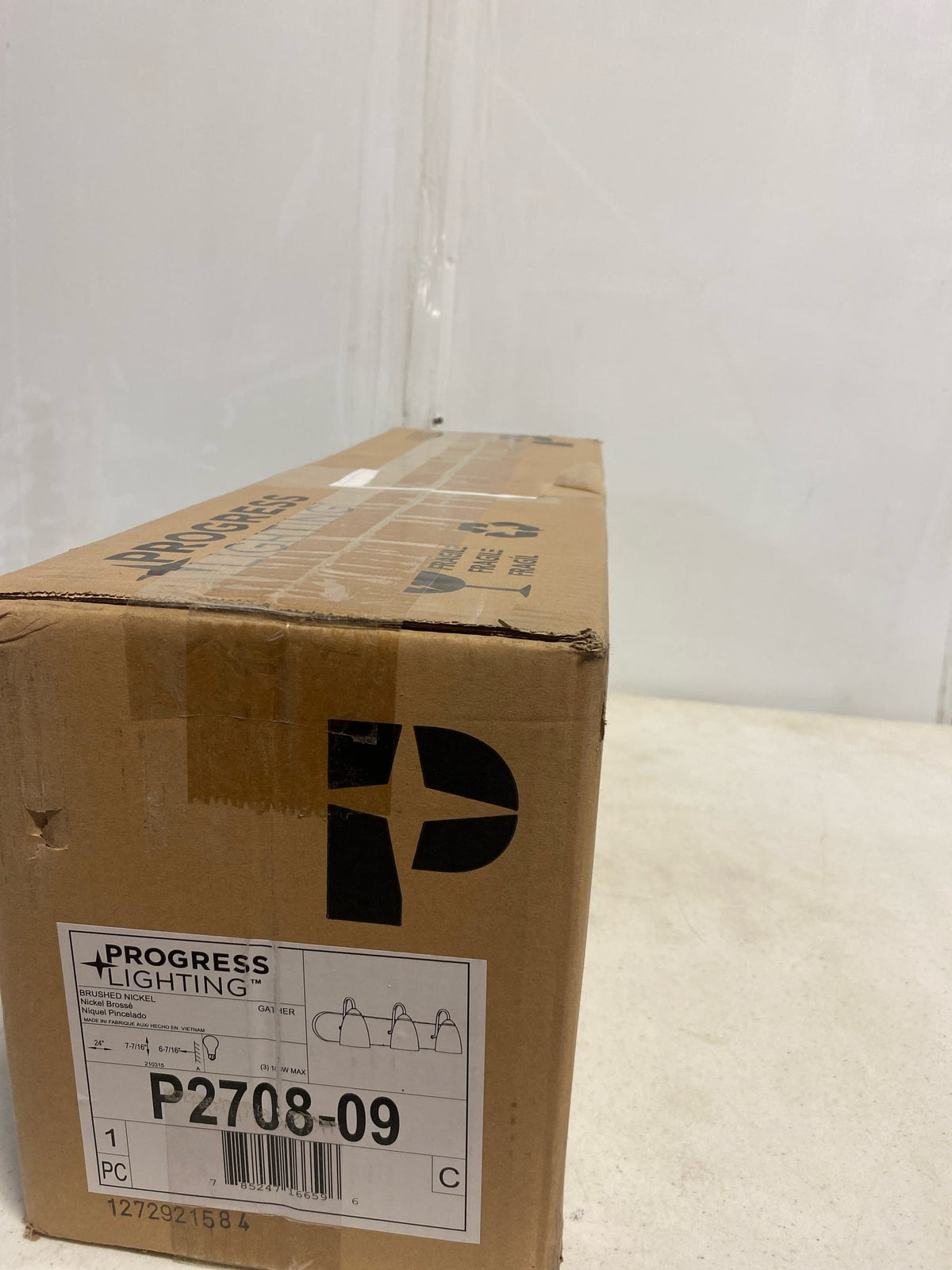 Progress lighting P2708-09 Gather Collection 3-Light Brushed Nickel Etched Glass Traditional Bath Vanity Light