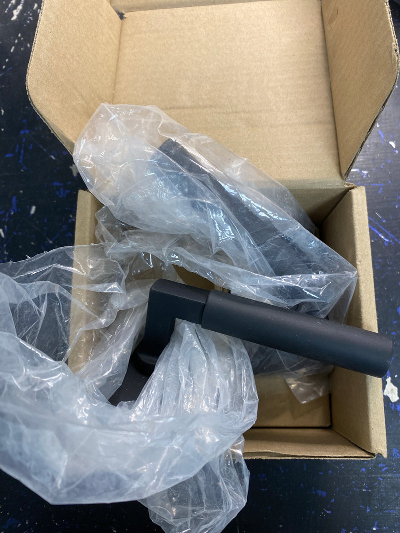 EMTEK Modern Rectangular Rosette Dummy, Pair with Matching Finish Hercules Lever - Choice of 7 Finishes - 5052HECUS19 - Flat Black (US19)