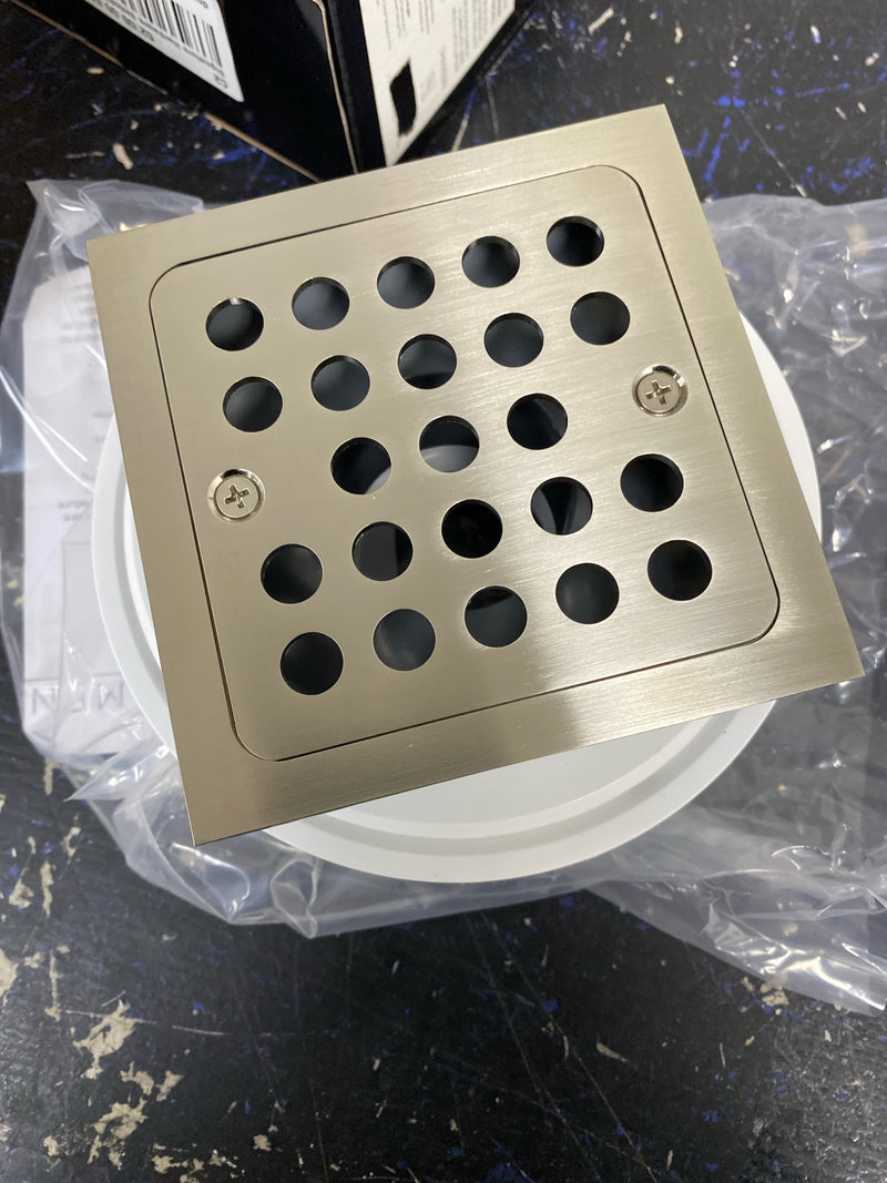 Signature Hardware SH608ZBN Menlo Square Shower Drain with Flange - Brushed Nickel