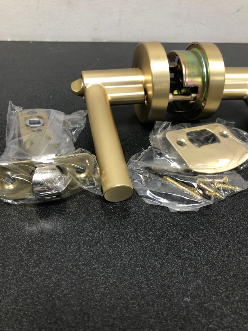 Miseno MLK1012SB Elkton Round Rod Single Cylinder Keyed Entry Door Lever Set - Satin Brass