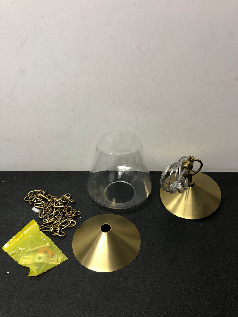 Light society LS-C318-BB-CL Beau 9 in. 1-Light Brushed Brass Pendant with Clear Glass Shade
