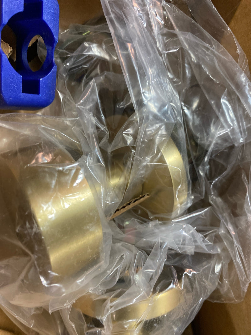 EMTEK Disk Rosette Privacy Set with Matching Finish Round Knob - Choice of 7 Finishes - 5209ROUUS4 - Satin Brass (US4)