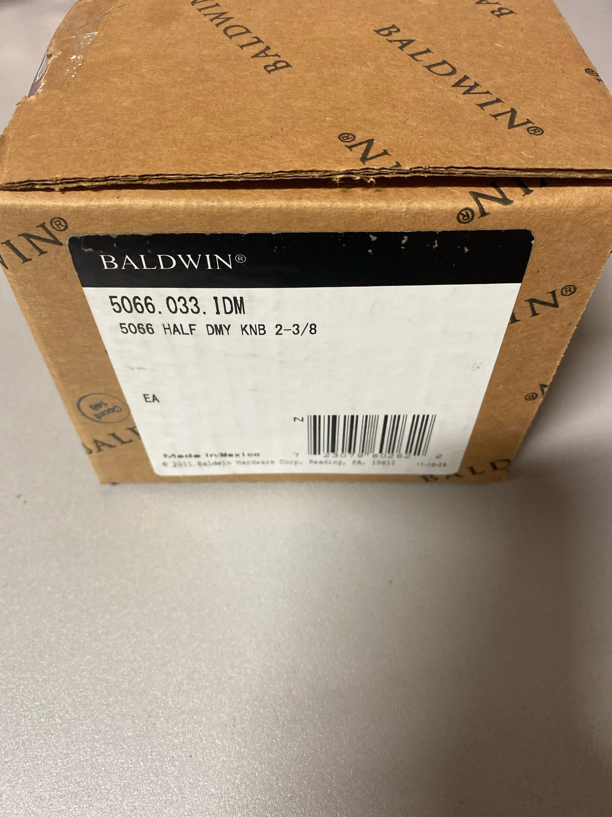 Baldwin 5066033IDM 5066 Non-Turning One-Sided Dummy Door Knob with 5078 Rose from the Estate Collection - Vintage Brass