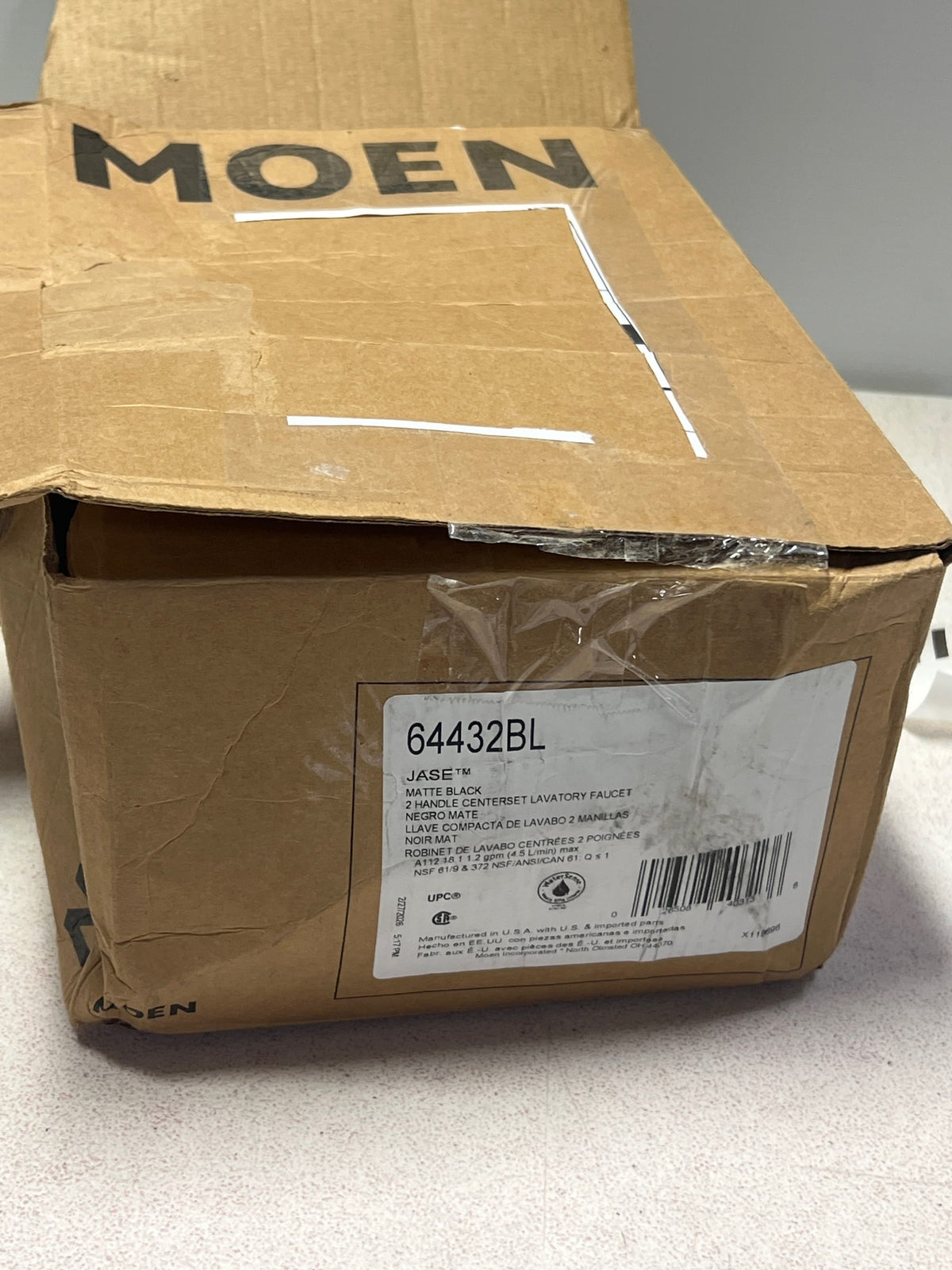 Moen 64432BL Jase 1.2 GPM Centerset Bathroom Faucet with Pop-Up Drain Assembly - Matte Black