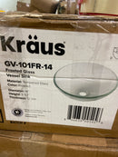 KRAUS Round Frosted Glass Vessel Bathroom Sink, 14 inch GV-101FR-14