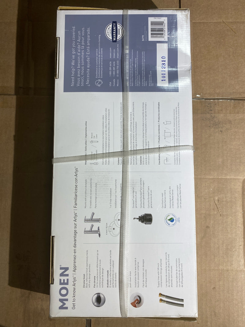 Moen 84770 Arlys 1.2 GPM Single Hole Bathroom Faucet with Pop-Up Drain Assembly and Duralast Technology - Chrome