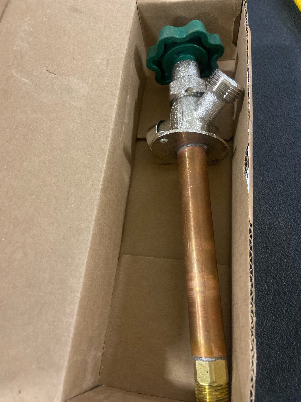 Prier Products P-164D06 1/2" MPT x 1/2" Sweat Handle-Operated Freezeless Residential Wall Hydrant with 6" Insertion - Satin Nickel