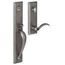 Baldwin 6403452LENT Distressed Antique Nickel Cody Style Full Escutcheon Single Cylinder Left Handed Handleset with Wave Style Interior Lever