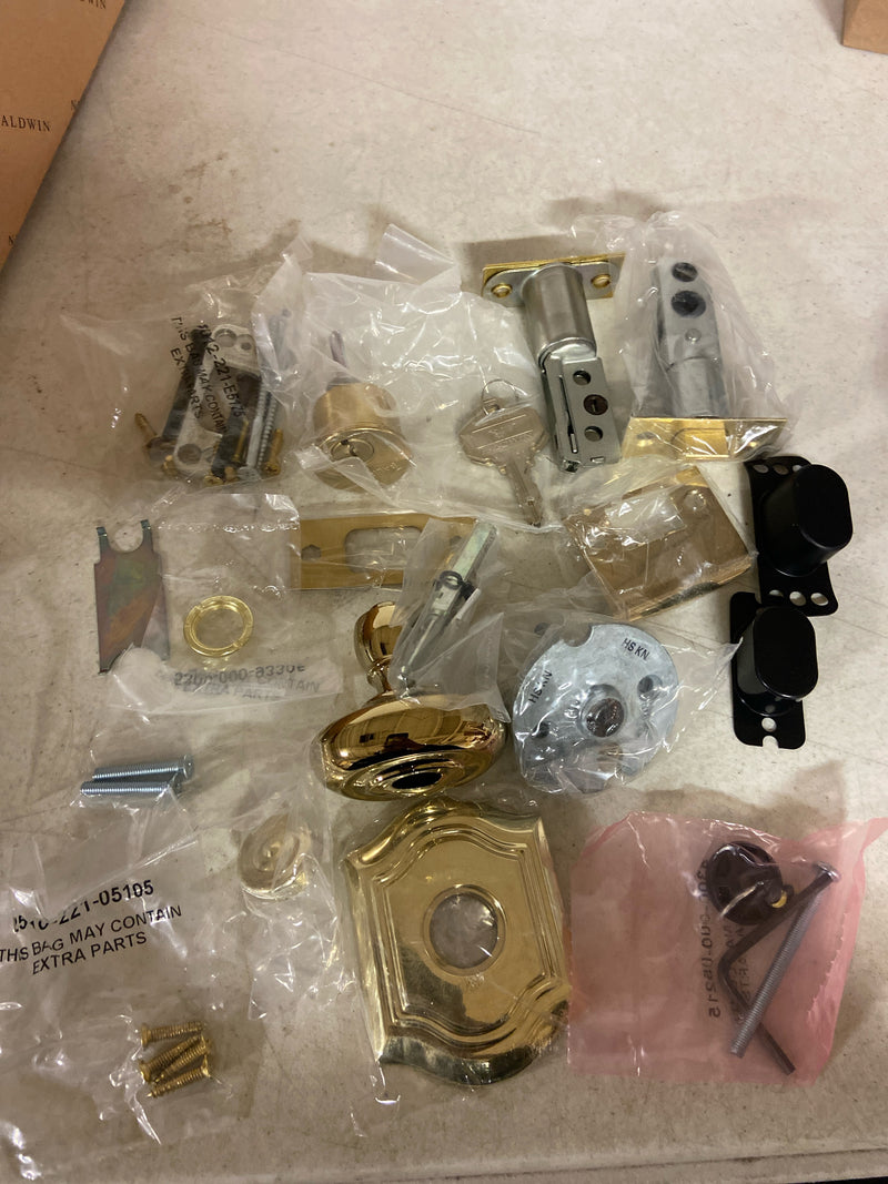 Baldwin 85327003ENTR Bethpage Sectional Single Cylinder Keyed Entry Handleset with 5077 Interior Knob from the Estate Collection - Polished Brass