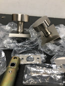 Emtek 5212ROUUS15 Round Knobset Privacy Door Knob Set with Modern Rectangular Rose - Satin Nickel