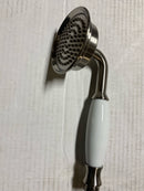 Signature Hardware Cooper Hand Shower, Porcelain Handle, Brushed Nickel FH568BNU