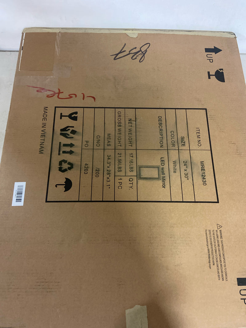 Elegant Lighting MRE12430 Helios 24" W x 30" H Modern Rectangular Aluminum Frameless Bathroom Wall Mirror with LED Lighting - Silver