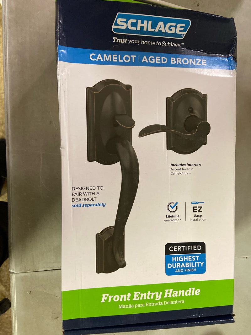 Schlage null Camelot Aged Bronze Encode Plus Smart WiFi Deadbolt with Alarm and Door Handleset with Accent Handle and Trim