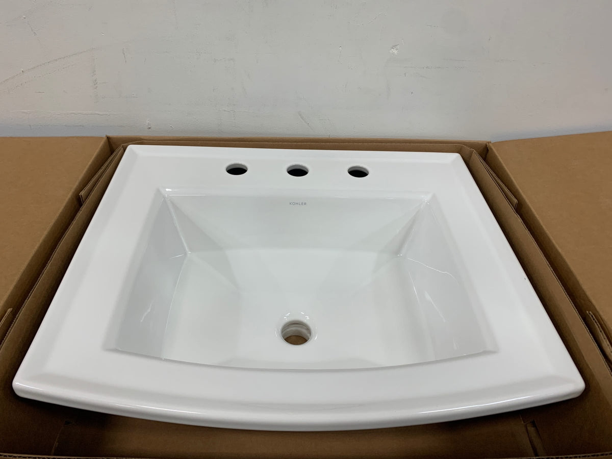 Kohler K-2356-8-0 Archer 22-5/8" Drop In Bathroom Sink with 3 Holes Drilled and Overflow - White