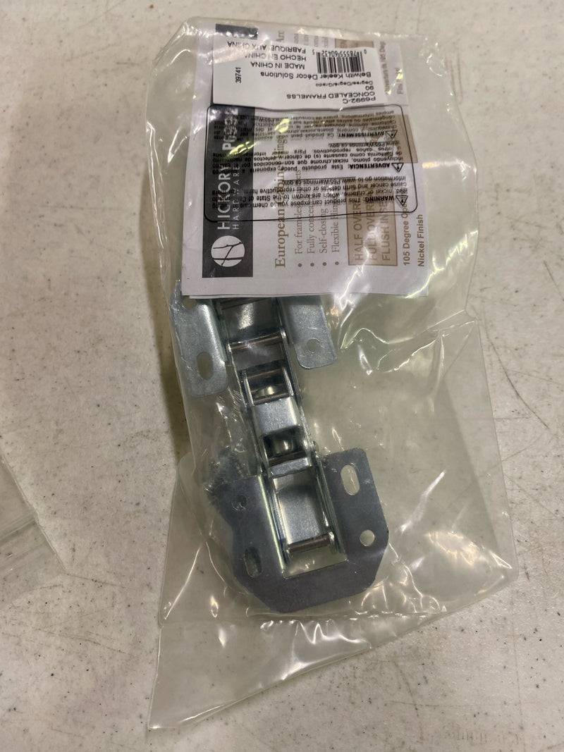 Hickory hardware P6992-C 3 in. x 1-3/10 in. Bright Nickel Euro Full Overlay 90 Degree Frameless Hinge