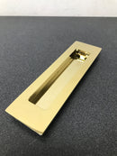Emtek 220306US3 Modern Rectangular 6 Inch Tall Rectangular Flush Door Pull - Polished Brass