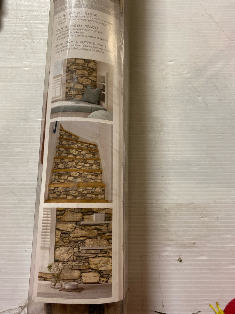 Nuwallpaper NU2065 Hadrian Stone Wall Vinyl Peel & Stick Wallpaper Roll (Covers 30.75 Sq. Ft.)