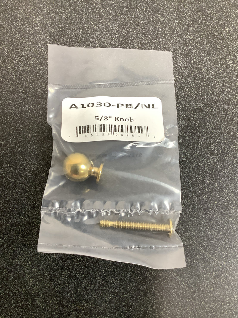 Alno A1030-PB/NL Knobs 5/8 Inch Round Sphere Solid Brass Ball Cabinet Knob / Ball Drawer Knob - Unlacquered Brass